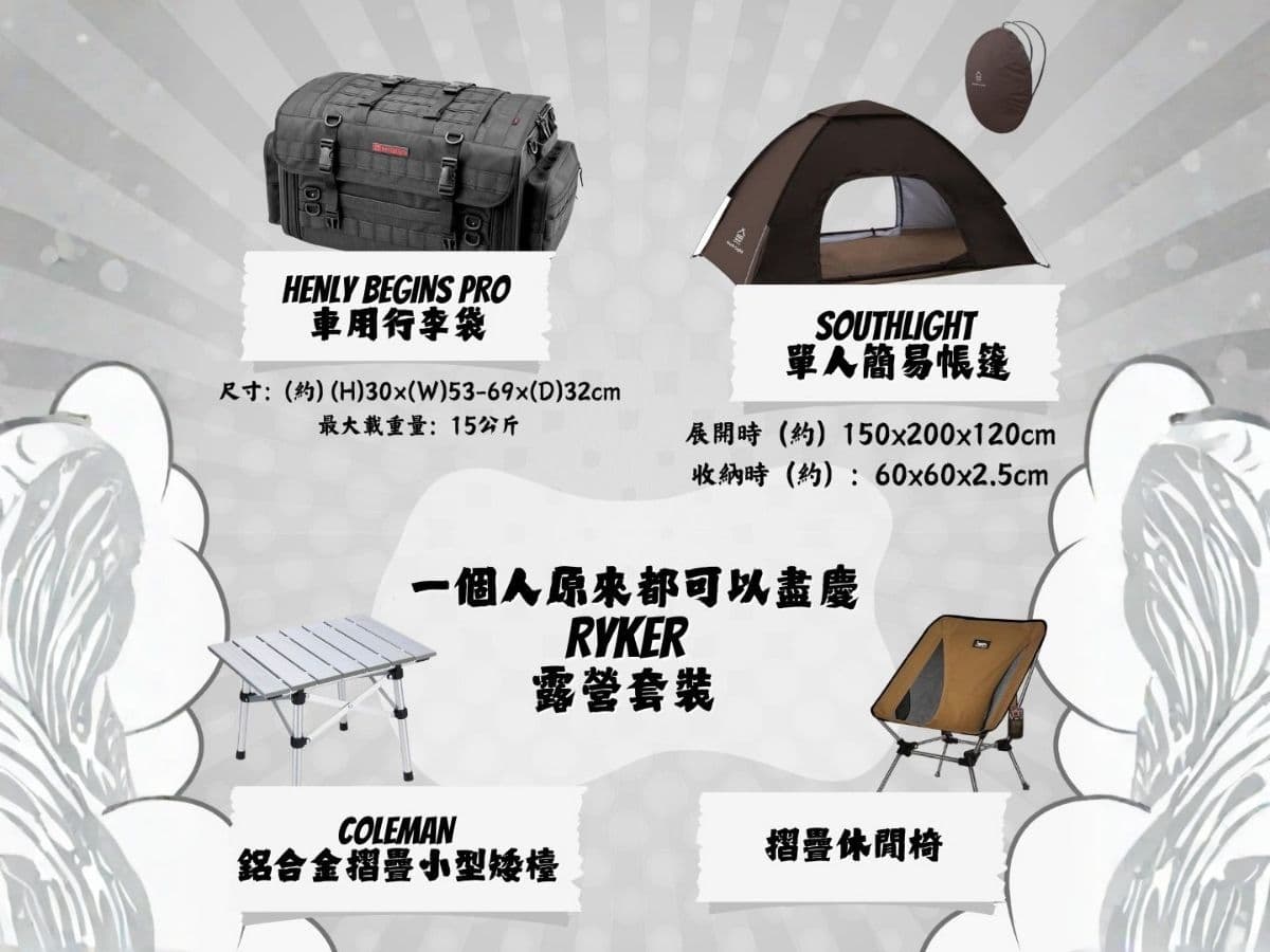 Ryker 露營套裝內容